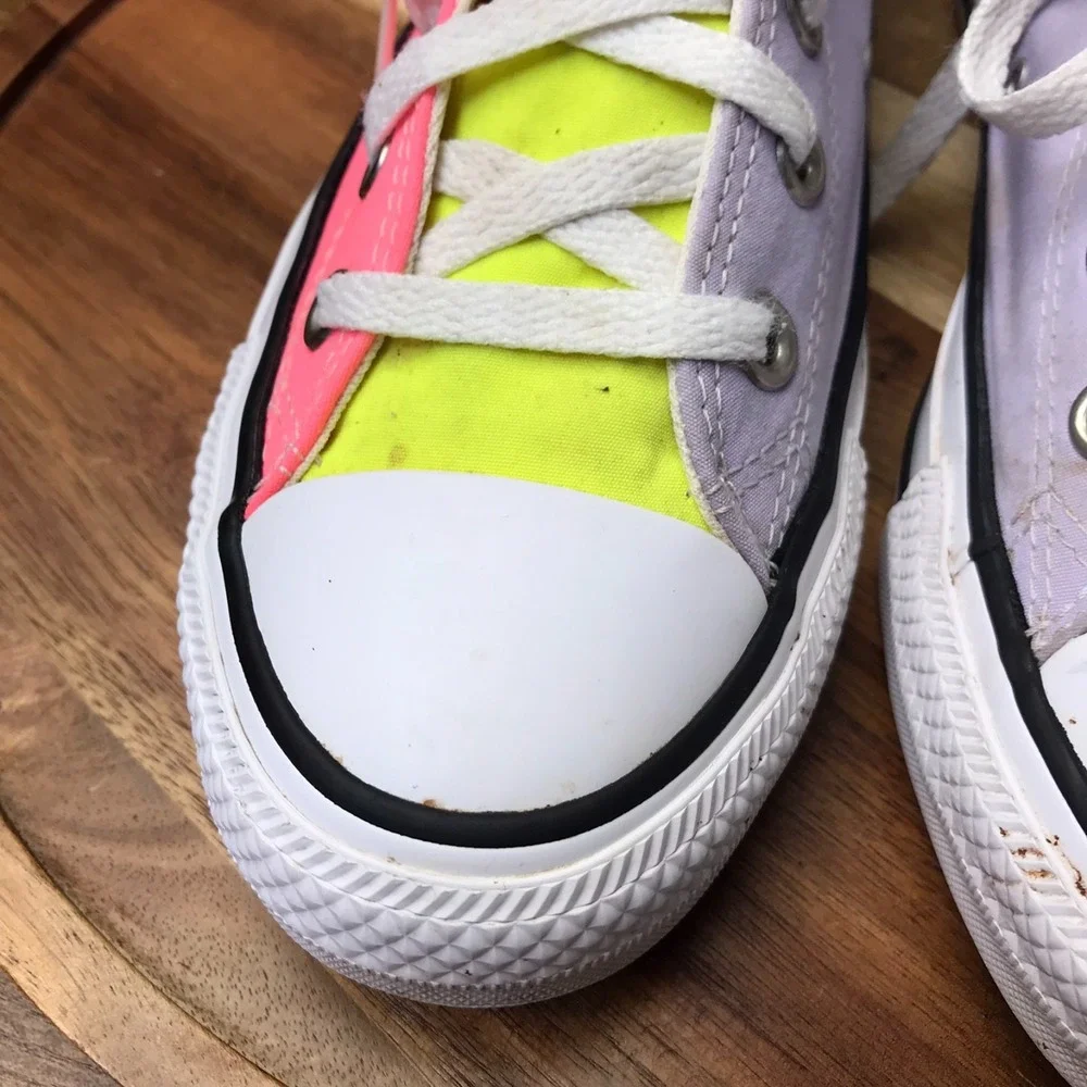 Converse Chuck Taylor All Star High Top M 6 W 8 Neon‎ Colorblock Sneakers